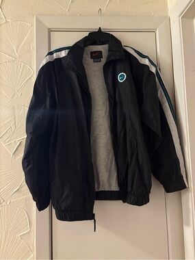 Vintage Nike Black Windbreaker Jacket with White & Teal Accents